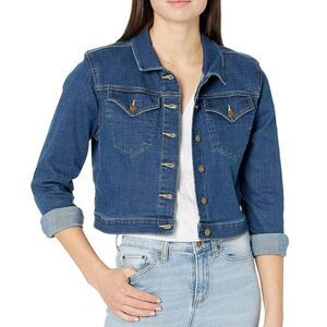 Calvin Klein Medium Wash Cropped Denim Jean Jacket Size Small NWT